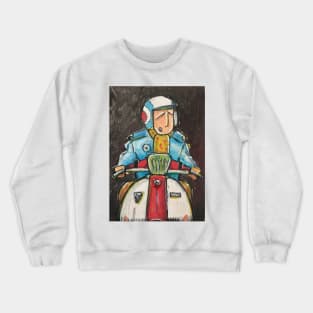 Retro Scooter, Classic Scooter, Scooterist, Scootering, Scooter Rider, Mod Art Crewneck Sweatshirt